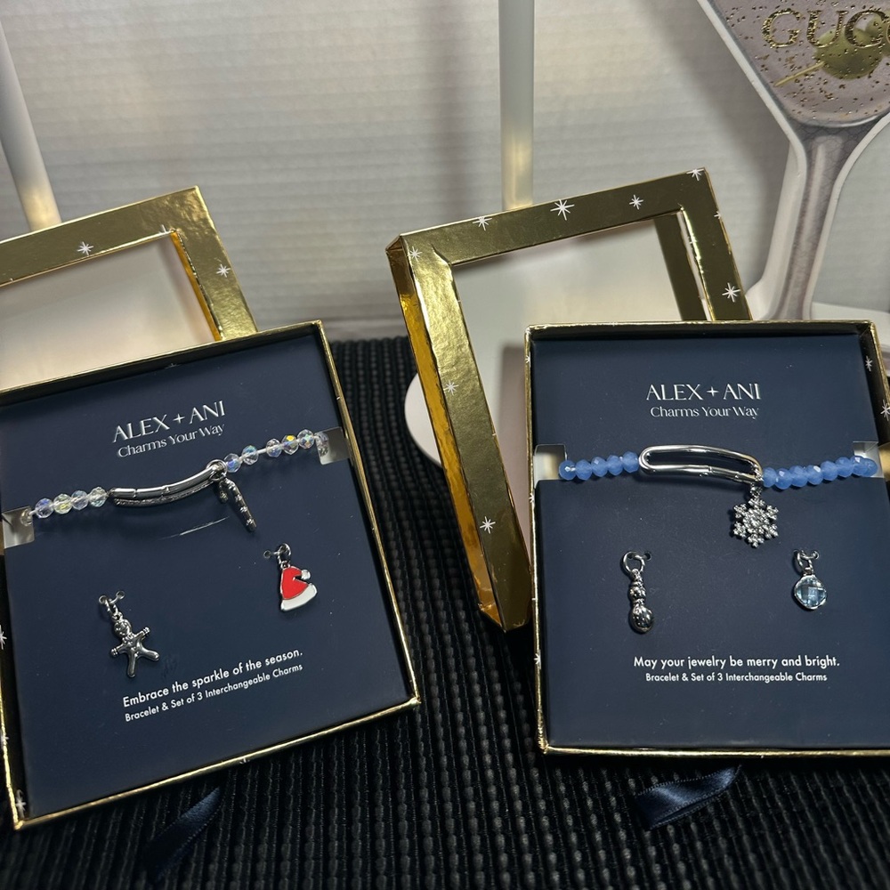 🆕2 Alex and Ani Charm Holiday Bracelet Set